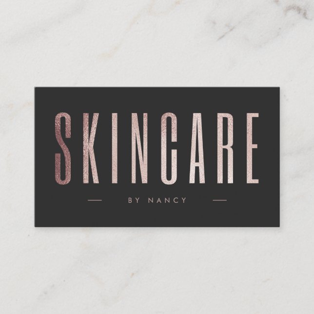 Cartão De Visita Rosa Dourado Glitter Skincare (Frente)