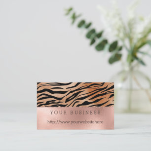Cartão De Visita Rosa Dourado Laranja Preto Estampa de Tigre