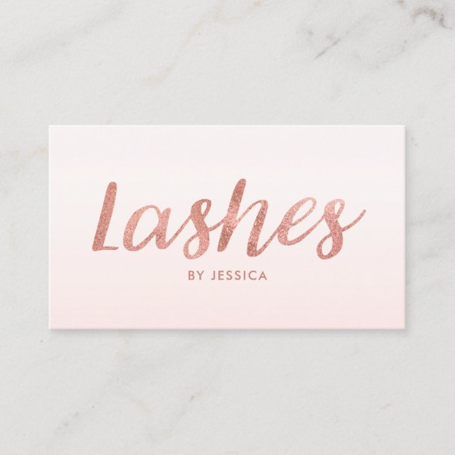Cartão De Visita Rosa Dourado Lashes Beauty Salon Cosmetólogo (Frente)