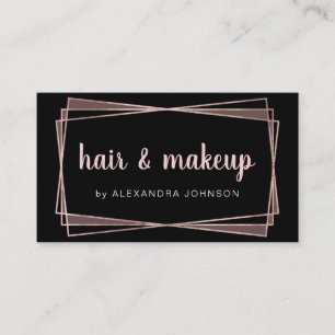 Cartão De Visita Rosa Dourado - Maqueamento do cabelo geométrico ro