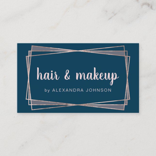 Cartão De Visita Rosa Dourado - Maqueamento do cabelo geométrico ro (Frente)