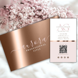 Cartão De Visita Rosa Dourado Metálico Elegância