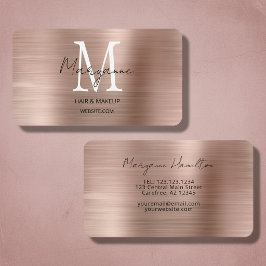 Cartão De Visita Rosa Dourado Monograma Elegante Moderno