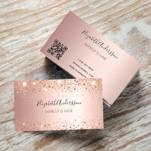 Cartão De Visita Rosa dourado pó de metal QR