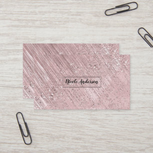 Cartão De Visita Rosa Dourado Rosa Brilho Brilhe Glam Moderno Chiqu