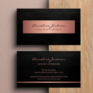 Cartão De Visita Rosa dourado rosa preto elegante profissional
