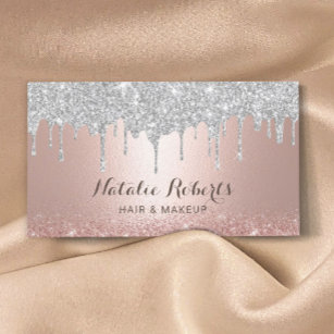 Cartão De Visita Rosa Dourado Silver Drives Hair Stylist Salon SPA