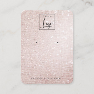 Cartão De Visita Rosa Dourado Sparkle Glitter Logo Earração