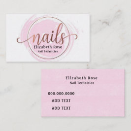 Cartão De Visita Rosa Dourado técnico de unhas