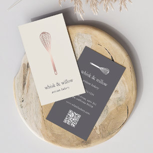 Cartão De Visita Rosa Dourado Whisk Panificação Chef Código Q