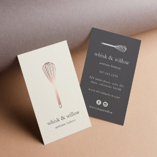 Cartão De Visita Rosa Dourado Whisk Panificação Chef Setor da
