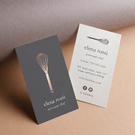 Cartão De Visita Rosa Dourado Whisk | Setor da restauração do chef