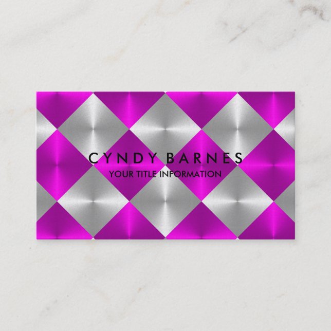 Cartão de visita rosa e Azulejos Cinza (Frente)