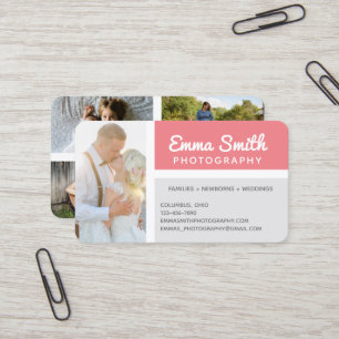 Cartão De Visita Rosa e Cinza Fotografia Fotografia Logotipo Person