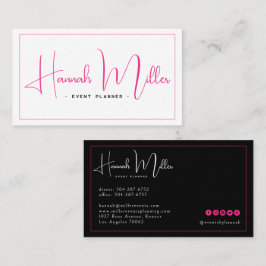 Cartão De Visita Rosa e Preto | Moderno Minimalista Elegante