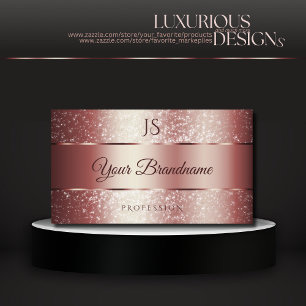 Cartão De Visita Rosa elegante Dourado com falhas de ignição e in