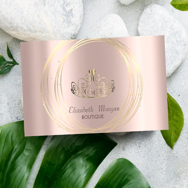 Cartão De Visita Rosa Elegante moderno Dourado, Círculos Dourados C (Criador carregado)