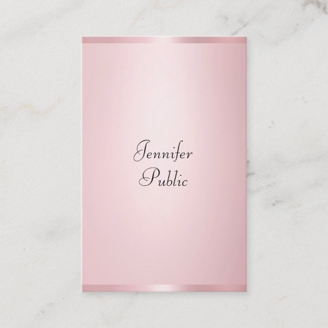 Cartão De Visita Rosa Elegante para Profissionais de Caligrafia Mod (Frente)