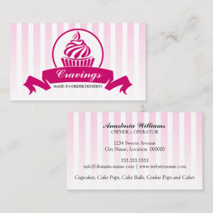 Cartão De Visita Rosa escuro da padaria estilizado do cupcake