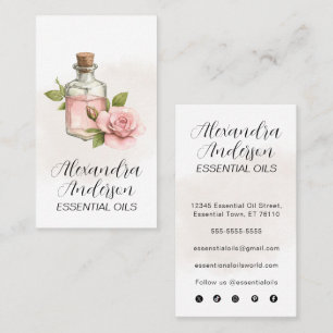 Cartão De Visita Rosa Essential Oils Watercolor Script