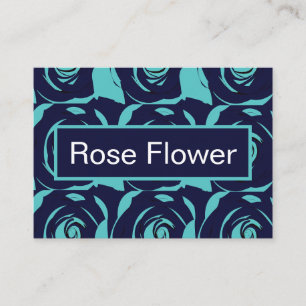 Cartão De Visita Rosa Flor Azul Marinho Azul