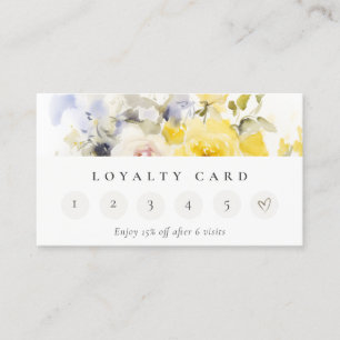Cartão De Visita Rosa Floral 6 de Lealdade Colorida Modern Boho