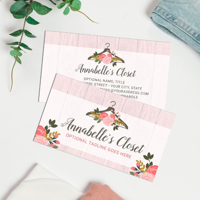 Cartão De Visita Rosa Floral Cabelo do Cabelo da Moda Boutique (Criador carregado)