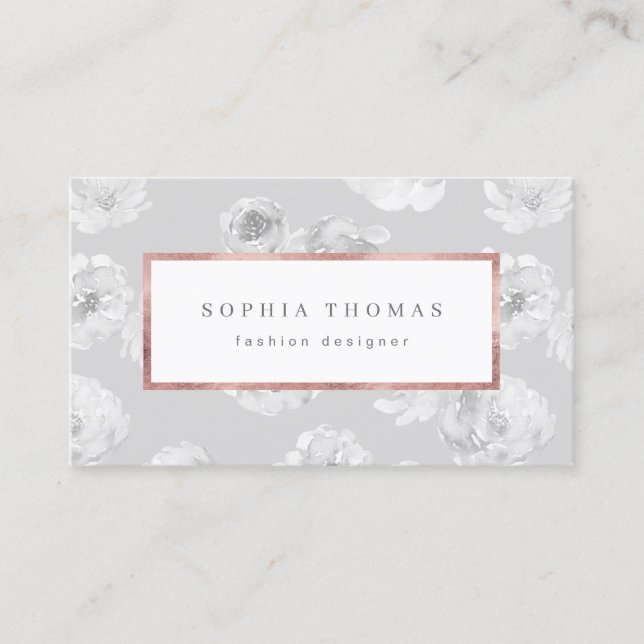 Cartão De Visita Rosa floral de cor aquosa moderna, mas (Frente)