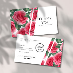 Cartão De Visita Rosa Floral moderno e elegante - Obrigado a sua em