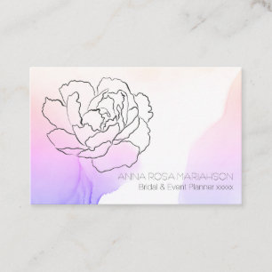 Cartão De Visita *~* Rosa Floral Pastel Lavanda e Água Rosa