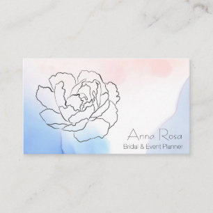 Cartão De Visita *~* Rosa Floral Peony Pastel Blue Pink Watercolor