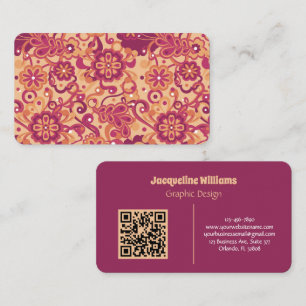 Cartão De Visita Rosa Floral Psicodélico Groovy 60 70