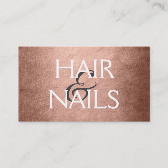 Cartão De Visita Rosa Gold Foil Hair & Unhas Stylist (Frente)