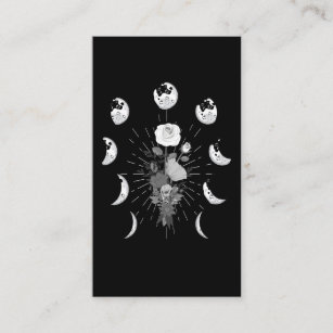 Cartão De Visita Rosa gótica Fases da Lua Testemunha Crescente