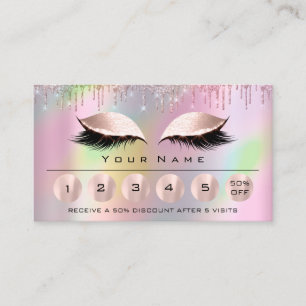 Cartão De Visita Rosa Holograp de Loyaliy 6 Makeup Estheticista Eye