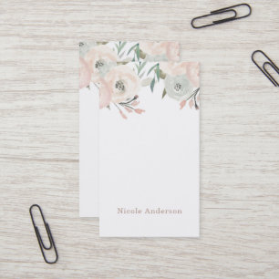 Cartão De Visita Rosa & Hortelã Verde Moderno Floral Chic Elegante