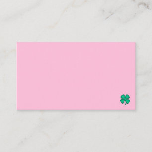 Cartão de visita rosa Lucky 4 Leaf Irish Clover