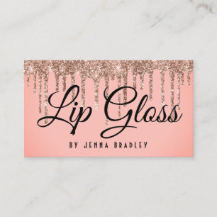 Cartão De Visita Rosa Luxo Glitter Dourado Glitter Gloss