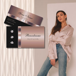 Cartão De Visita Rosa luxuoso Dourado a preto com restos de ferro