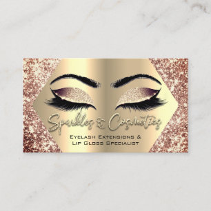Cartão De Visita Rosa Makeup Eyelash Extensions Lip Gloss Hlitter