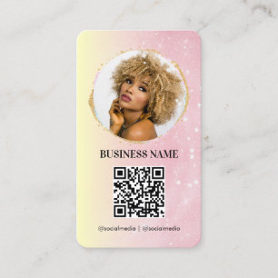 Cartão De Visita Rosa Menina Brilho Dourado Feminino Mídia Social