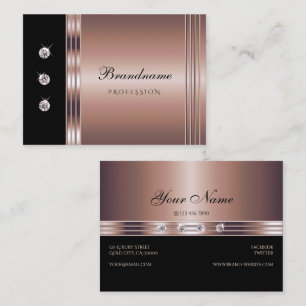 Cartão De Visita Rosa moderno Dourado e Preto com Ouros Luminosos