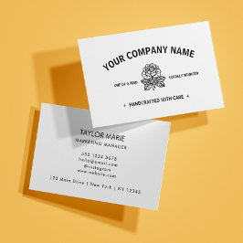 Cartão De Visita Rosa moderno | Preto e Branco personalizáveis