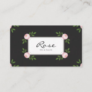 Cartão De Visita Rosa Negra Elegante Floral Retangular