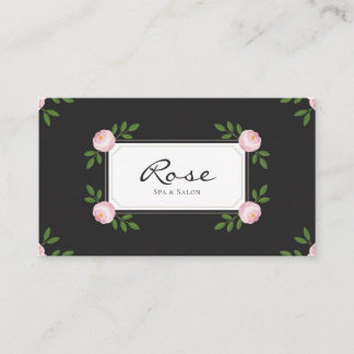 Cartão De Visita Rosa Negra Elegante Floral Retangular