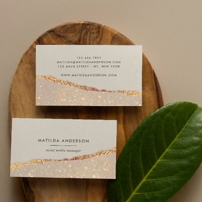 Cartão De Visita Rosa ouro reluzente preto rosa moderno (Criador carregado)