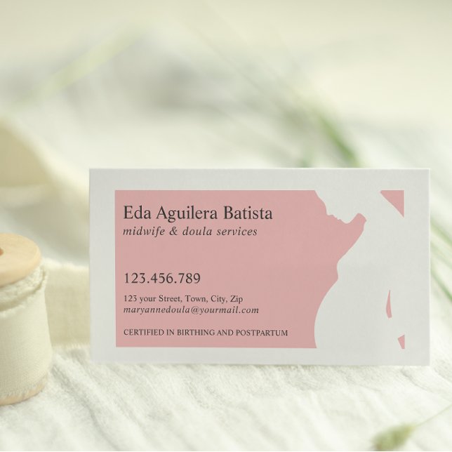 Cartão De Visita Rosa | Parteira Doula Pregnant Woman SILHOUETTE (Criador carregado)