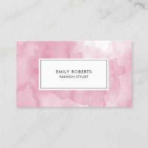 Cartão De Visita Rosa Pastel Elegante Água-forte Criativa