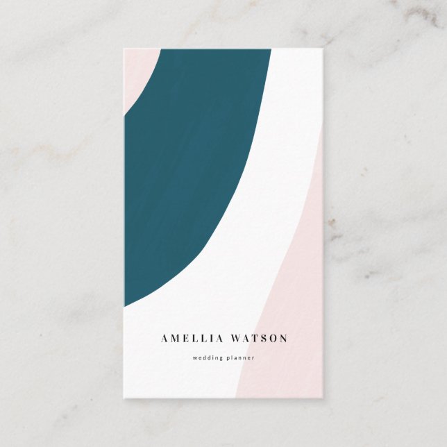 Cartão De Visita Rosa Pastel moderno, cerceta & cursos da escova do (Frente)