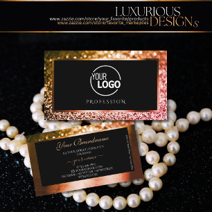 Cartão De Visita Rosa preto Luxurioso com brilho Dourado do Ouro co